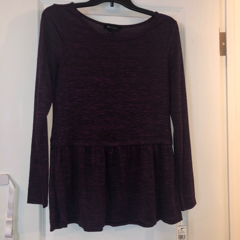 AB Studio peplum marled purple sweater